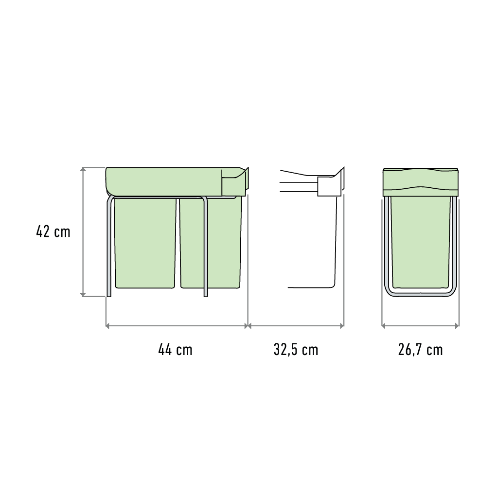 Affaldssystem: Stockholm 2-28 • Affaldssystem i rustfri stål og sandfarvet plast på 2 x 14 liter