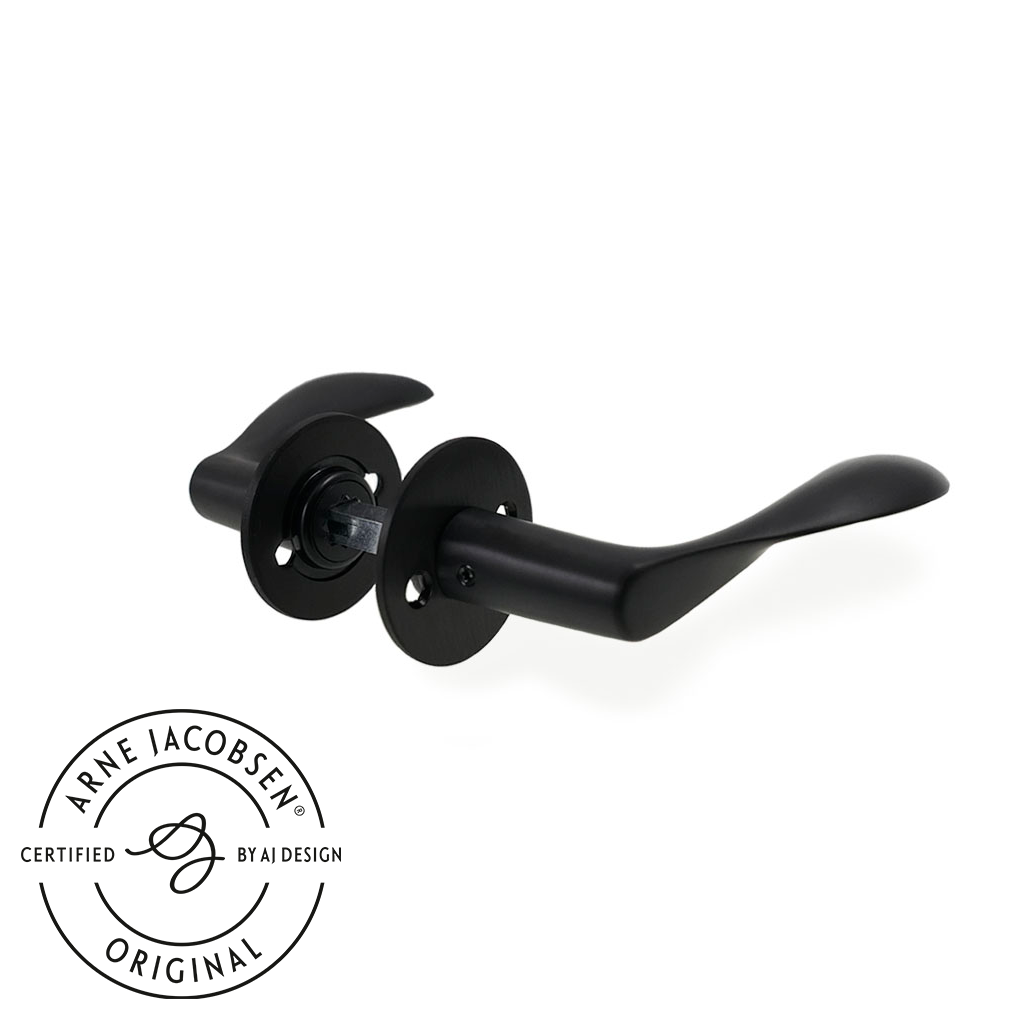 Arne Jacobsen Dørhåndtag - AJ97 dørgreb med charcoal overflade 97 mm. Lille model