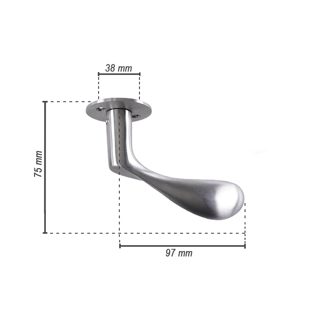 Arne Jacobsen dørhåndtag - AJ97 dørgreb i børstet rustfri stål 97 mm, lille model c/c 30 mm.