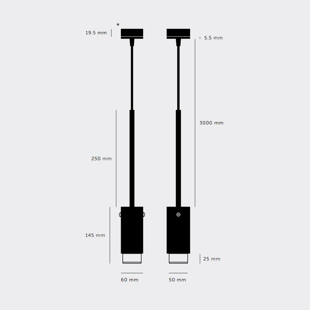 Exhaust pendel Linear i graphite med detaljer i gun metal • Buster + Punch
