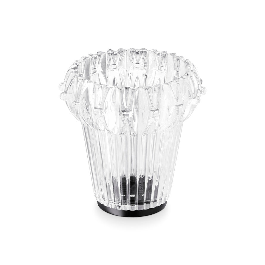 Eyeball er en mønstret/plisseret indsats i klar glas, som skaber et ekstra stærkt lysspil til New wave Lamperne fra Design by Us.