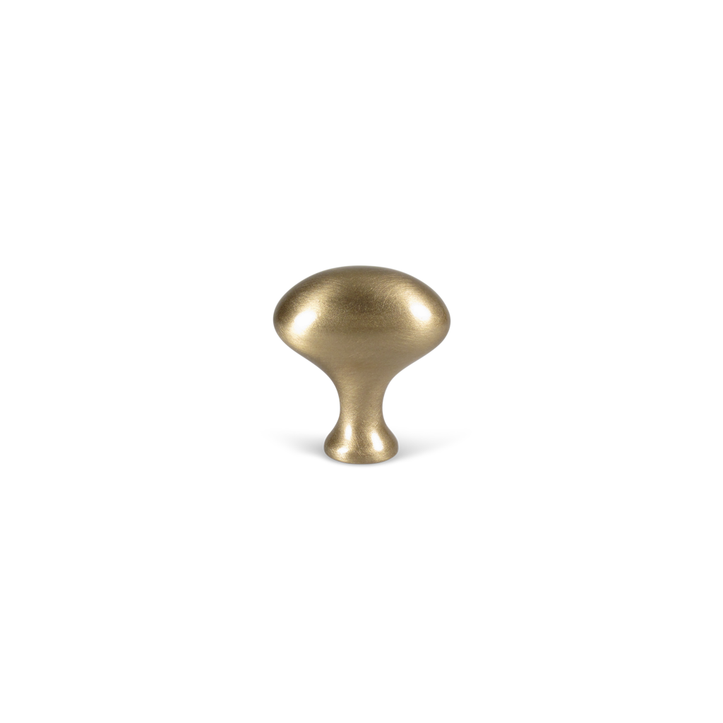 Knop: Hellerup • Oval knop i børstet messing med lak