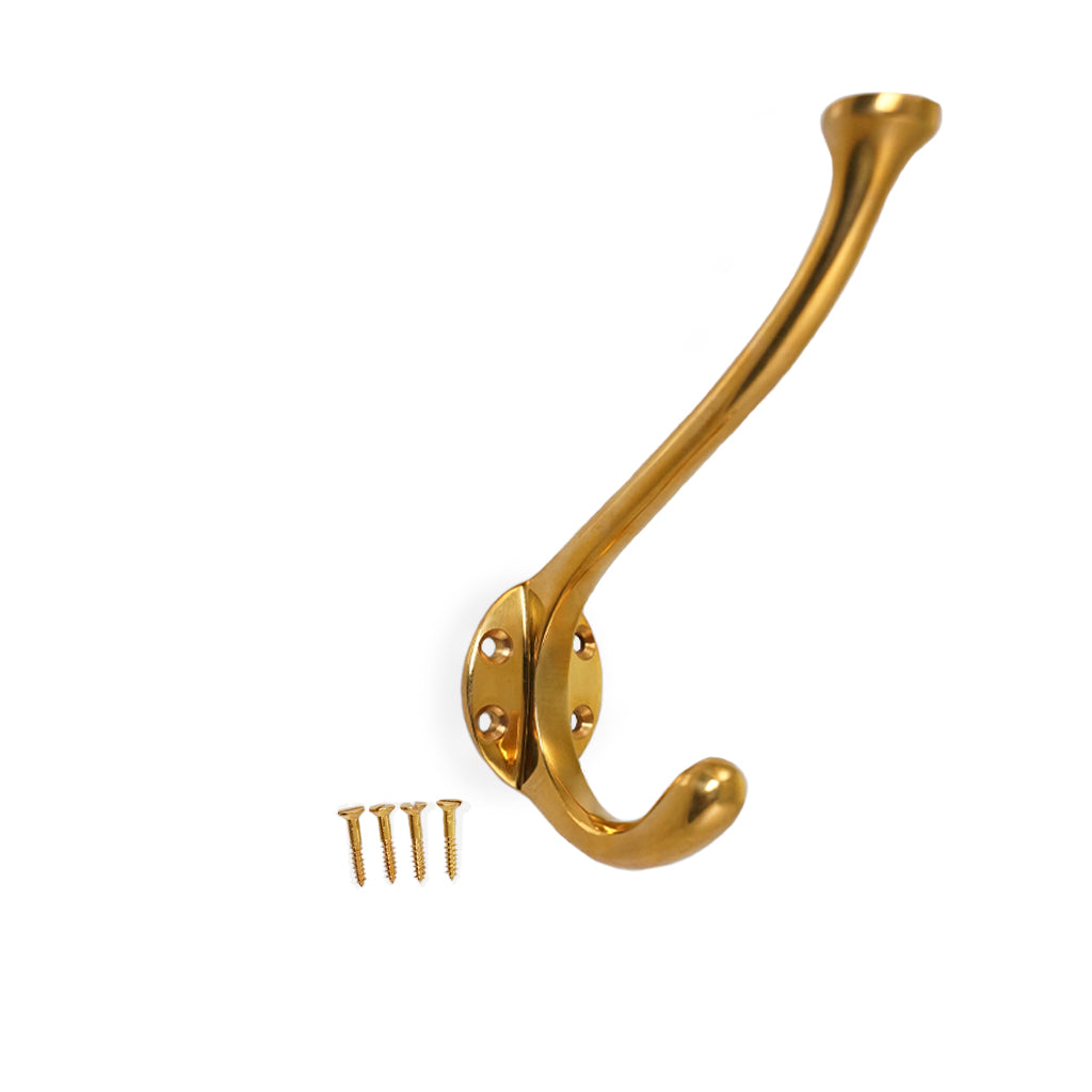Lund • Hattekrog enkel, poleret messing u/lak 120 mm