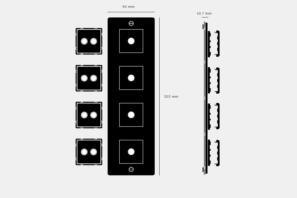 4G bagplade med 8 x indsats (lodret), sort • Buster + Punch
