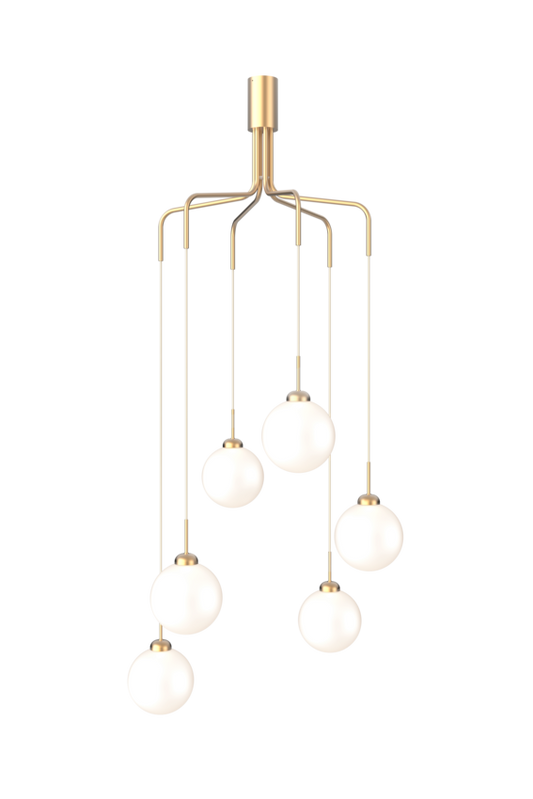 Apiales Cluster 6 lysekrone, brushed brass / opal • NUURA