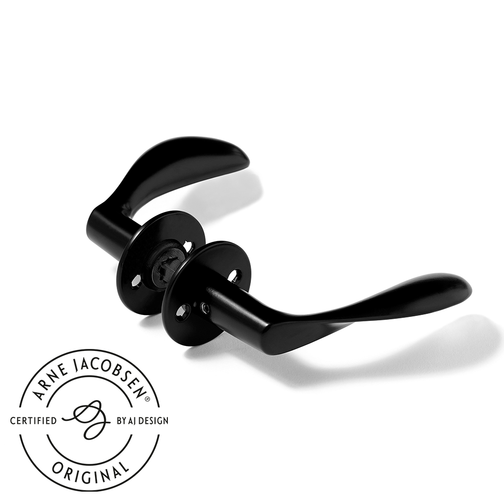 Arne Jacobsen dørhåndtag - AJ111 dørgreb i mat sort 111 mm, stor model