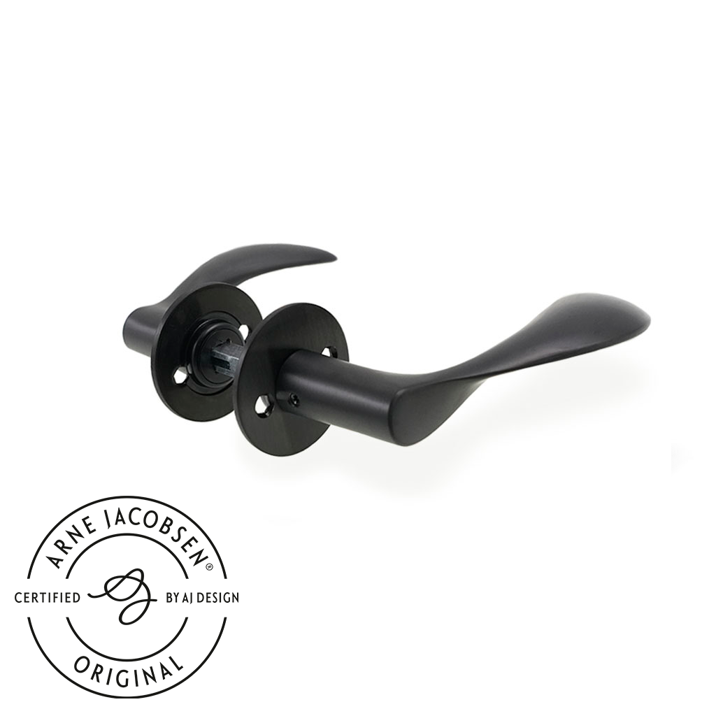 Arne Jacobsen dørhåndtag - AJ111 dørgreb med charcoal overflade 111 mm stor model