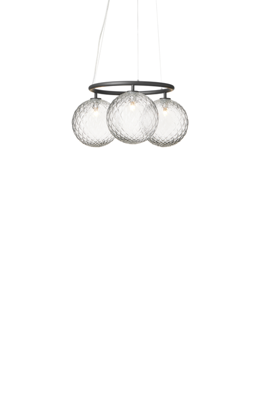 Miira 3 Circular lysekrone, rock grey / optic clear • NUURA