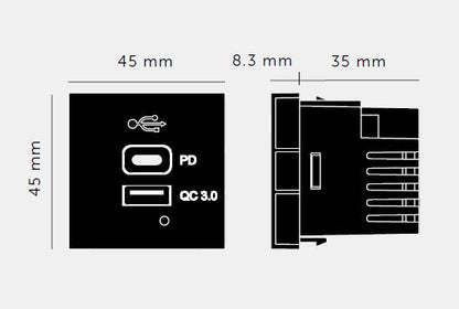 Modul til USB A + C Quickcharge, sort • Buster + Punch