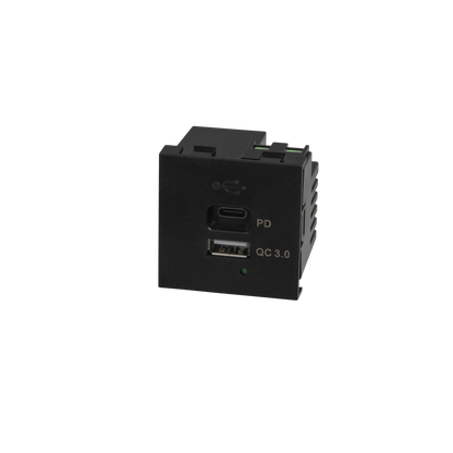 Modul til USB A + C Quickcharge, sort • Buster + Punch