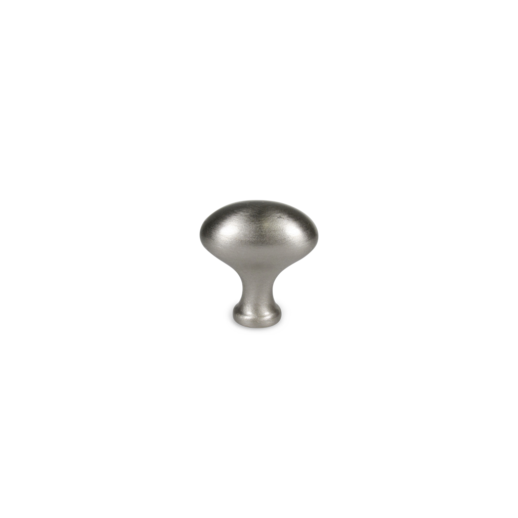 Hellerup • Oval knop i rustfri stål look
